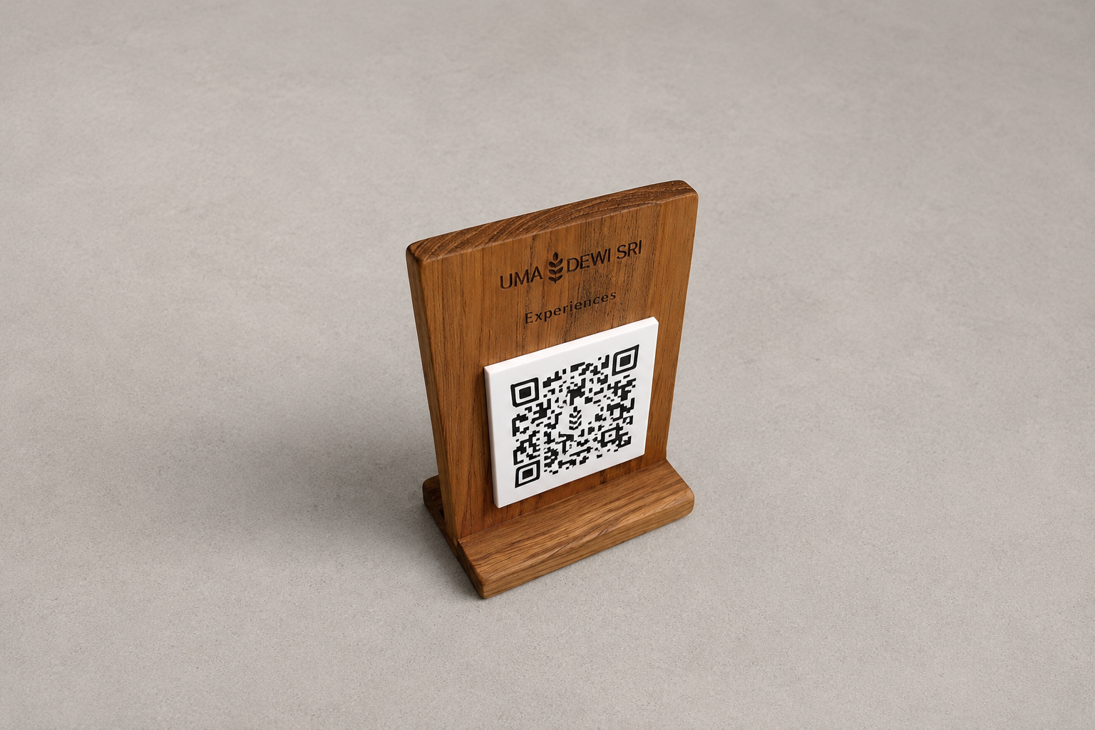 Wooden QR code stand