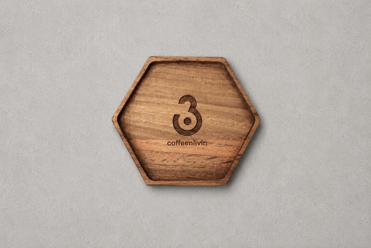 Hexagonal wooden coaster
