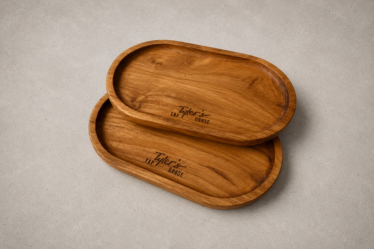 Oval wooden coffee serving board