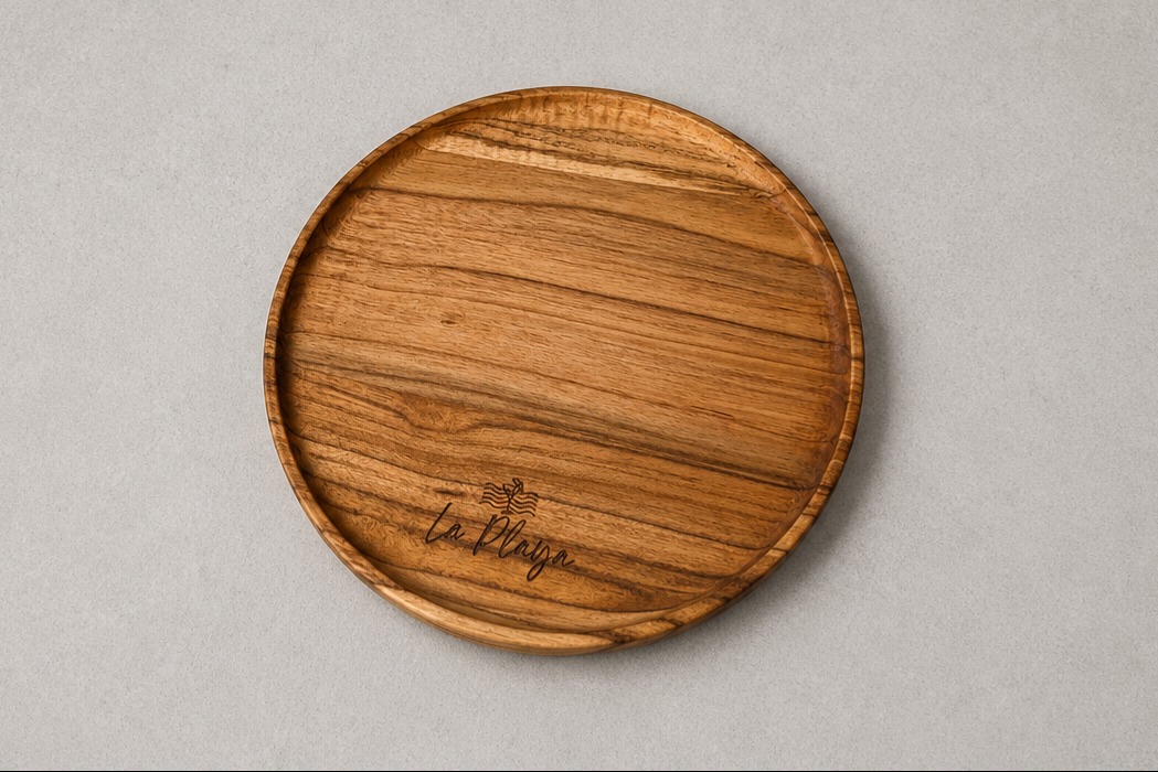 Round wooden serving platter