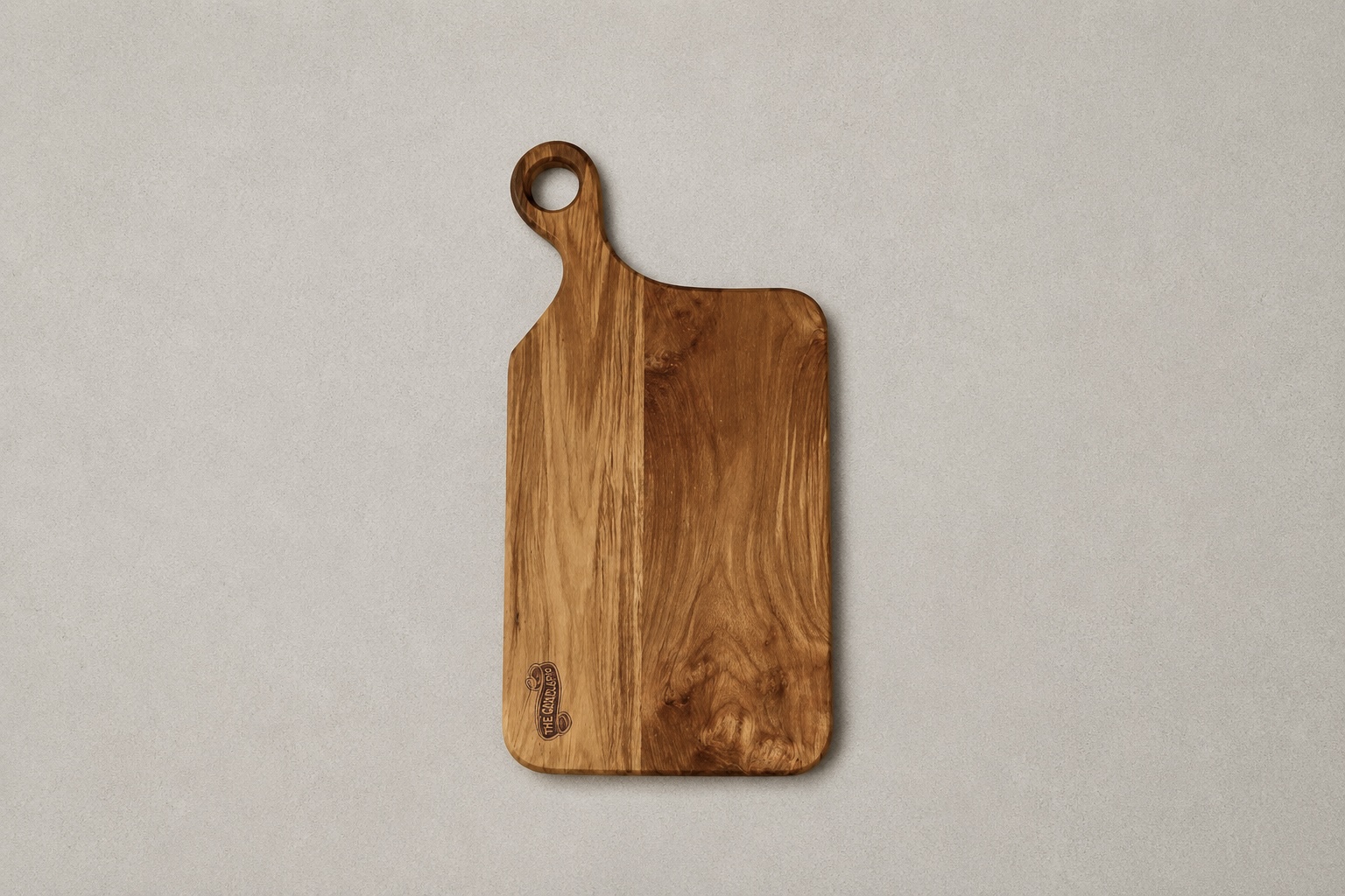 Wooden serving board with loop handle