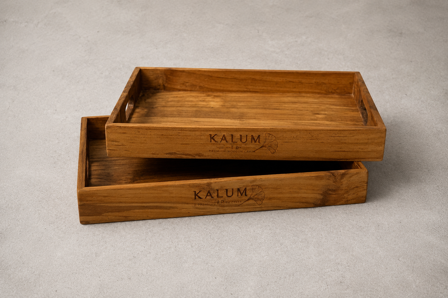 Rectangular wooden serving tray
