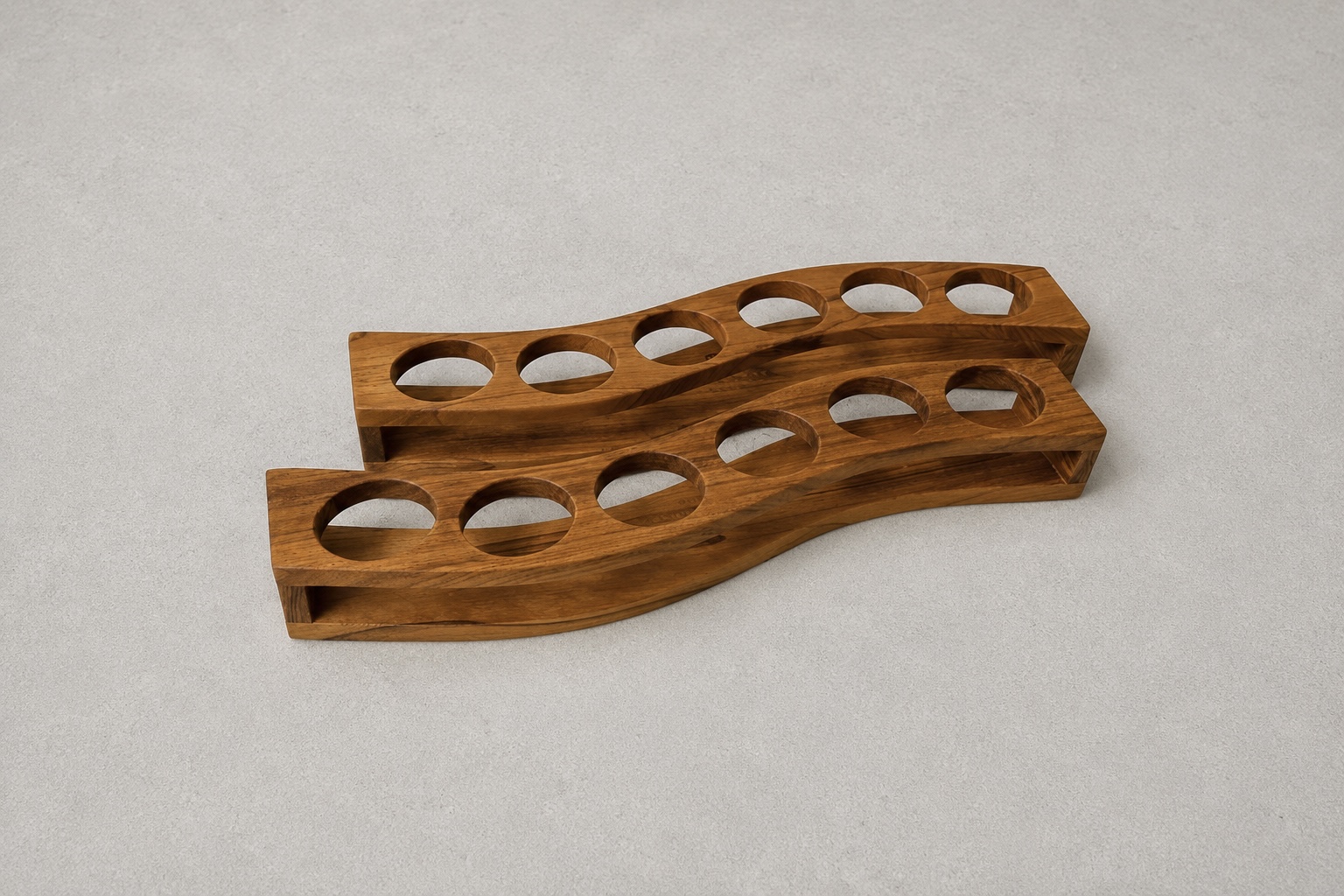 Curved wooden appetizer shooter stand