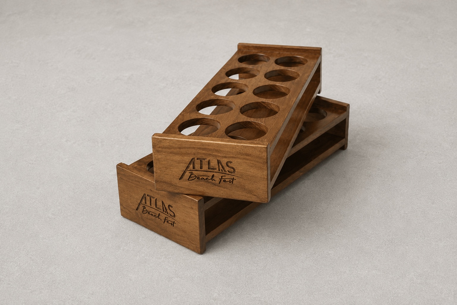 Grid wooden appetizer shooter stand