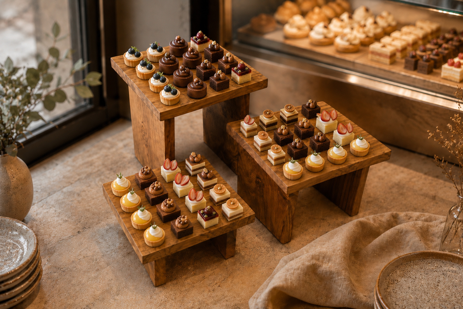 Wooden buffet display stand
