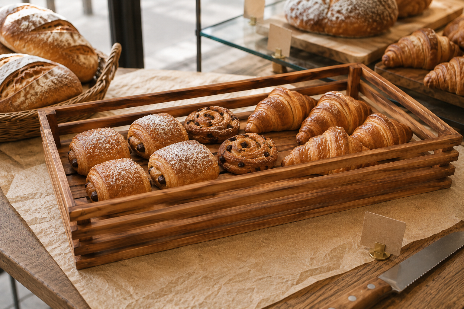 Wooden serving tray