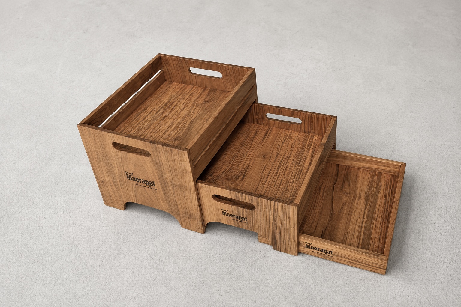Nesting wooden buffet trays