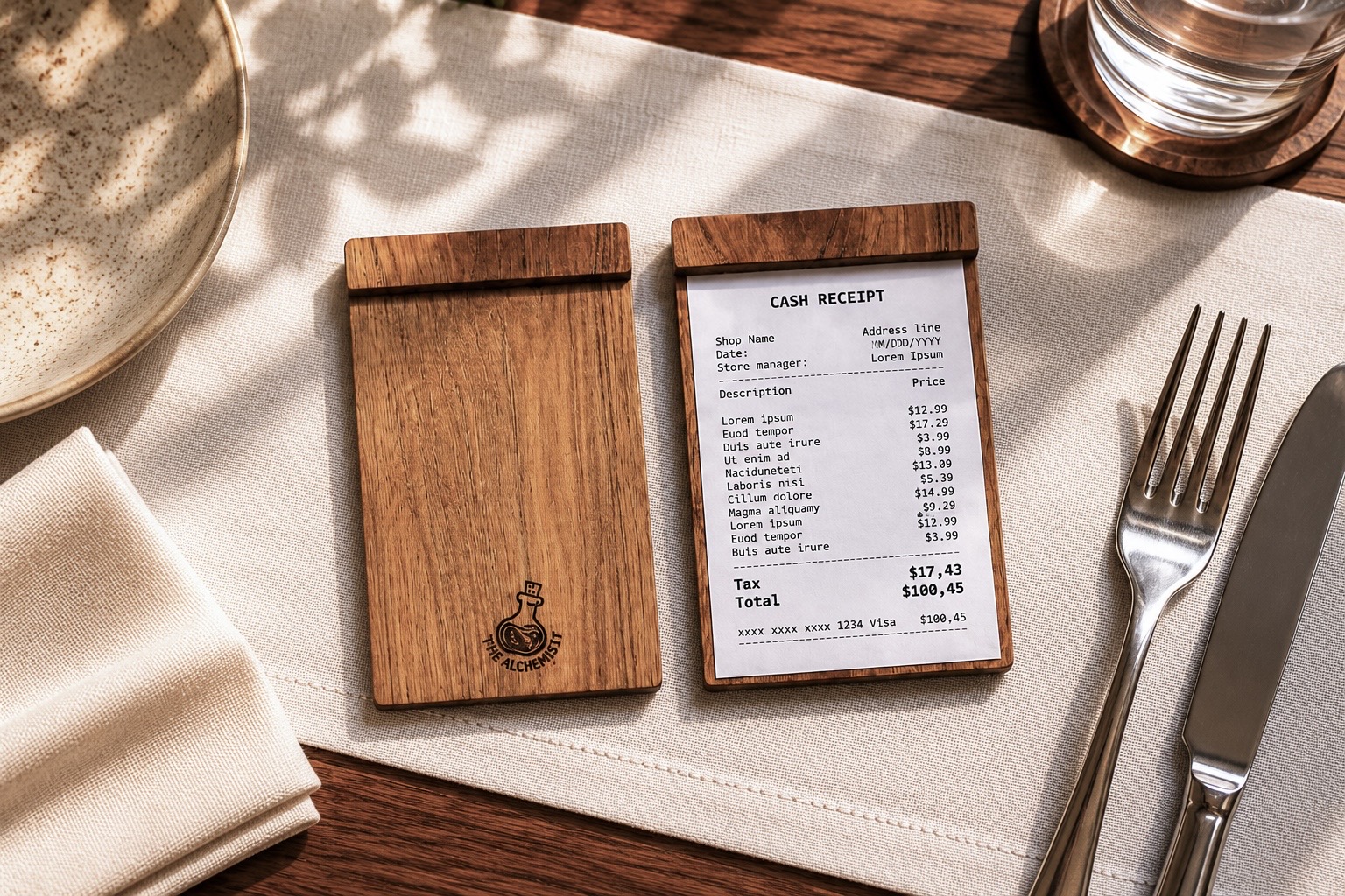 Wooden bill presenter