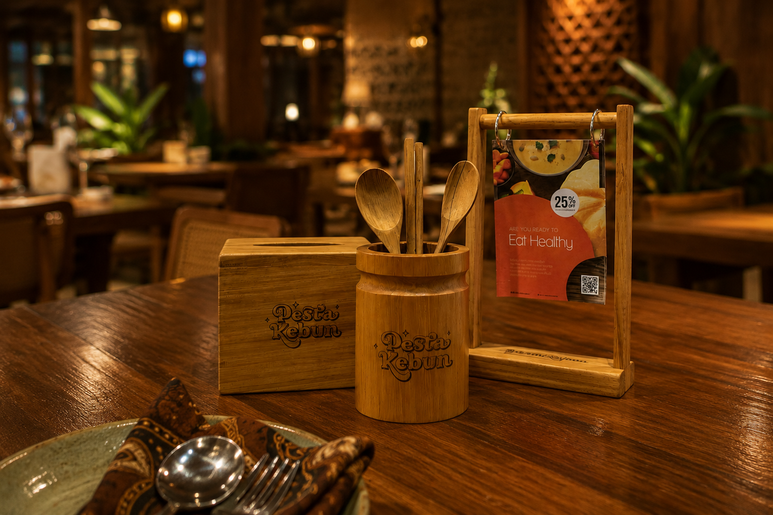 Wooden tableware set