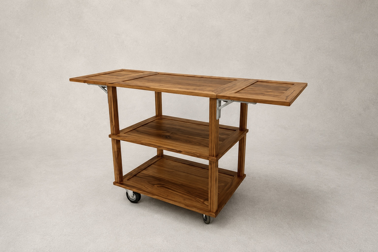Wooden serving trolley